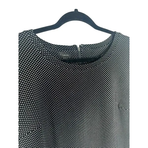 Talbots Womens Polka Dot‎ Lace Printed Knit Blouse Top Black White Size Large - Image 3