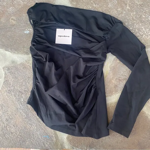 size S Black One-Shoulder Top bandage cutout bodycon nwt - Image 4
