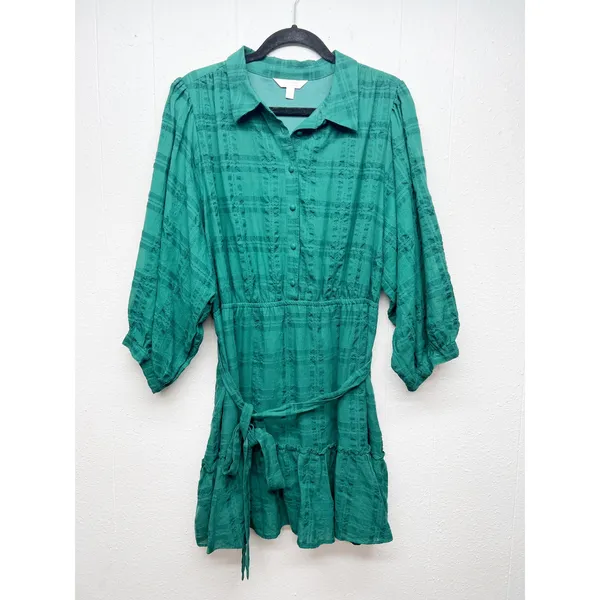 Lauren Conrad Puff Sleeve 1/2 Button Plaid Dress Womens XXL Brunch Party Event - Image 2