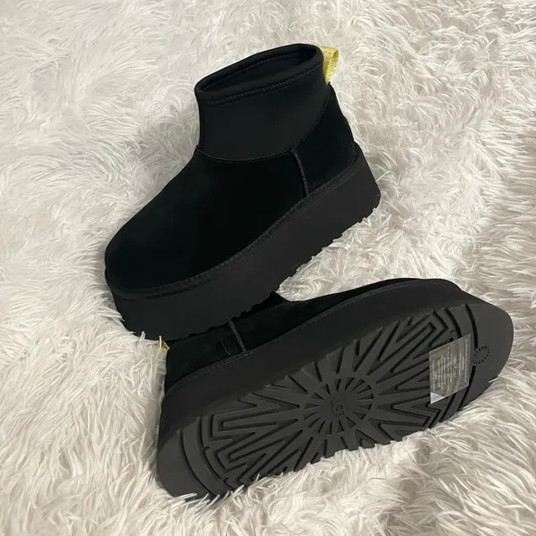 Ugg Classic Mini Dipper Black Platform Ankle Boots - Image 4