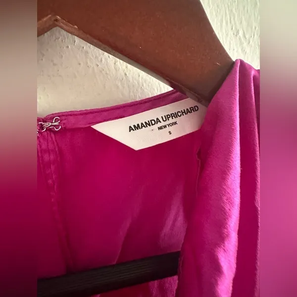 Amanda Uprichard Freya Silk Top in‎ Dark Pink Sz S - Image 5