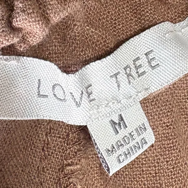 Linen Blend Love Tree Tan Shorts Size‎ Medium - Image 4