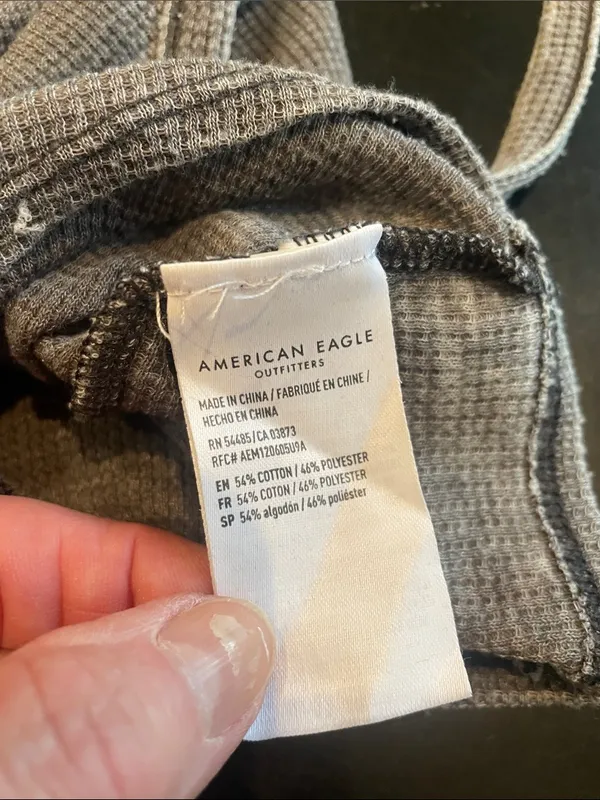 Waffle Knit Button-Front Tank Top in grey small American Eagle - Image 6