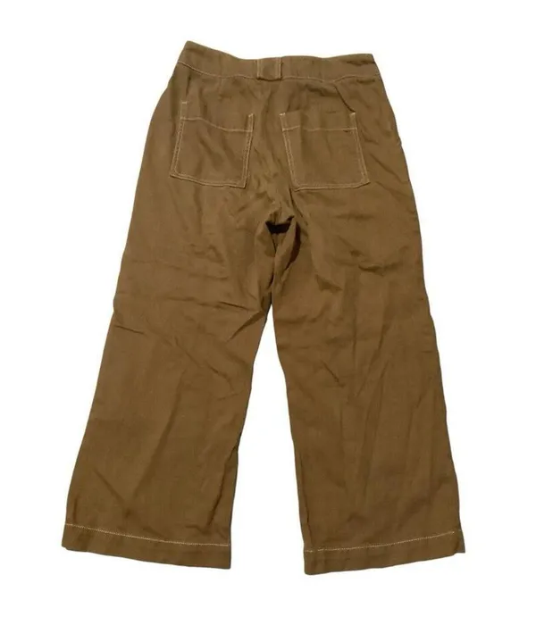 Anthropologie Porter Spicy Mustard Brown Wide Leg Cropped Utility Pants 2 - Image 2