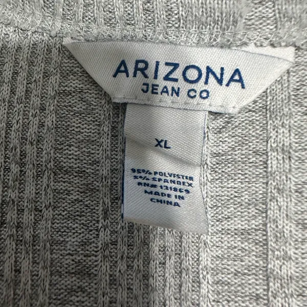 Arizona Jean Company Gray Ribbed Long Sleeve Button Front Top XL‎ - Image 3