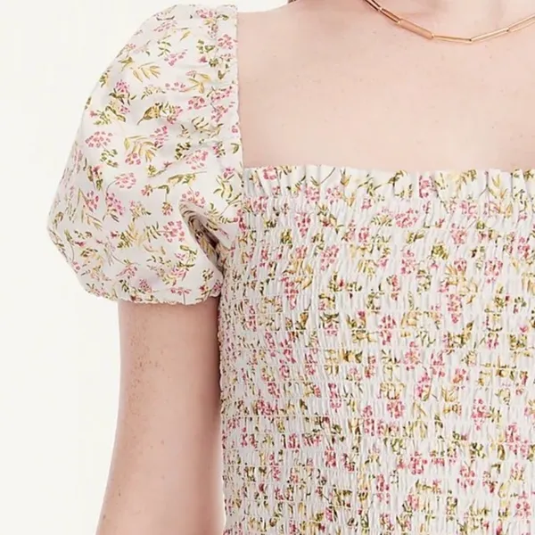 J. Crew Smocked Flutter Sleeve Midi Dress in Cloud Meadow Floral - Image 3