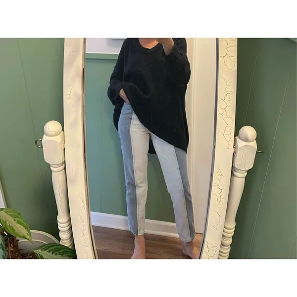 Pacsun Women's Mom Jeans Two Tone Cut and Sew Frayed High Rise Tapered Size 26 - Image 11