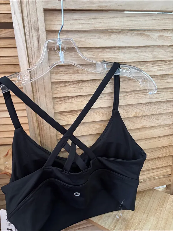 RBX Black Strappy Sports Bra with Crisscross Back Medium NWT - Image 5