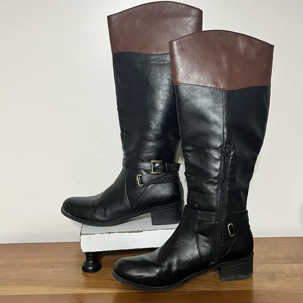 Women's‎ Rampage Iakopa Black & Brown Mid-Calf Tall Riding Boots Size 8 M - Image 2