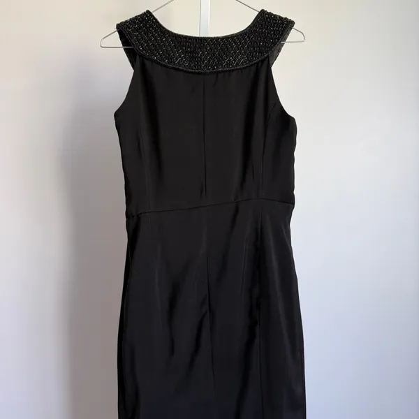 Brunya Black Maxi Dress Beaded Neckline‎ Sleeveless Formal Evening Gown Size 8 - Image 7