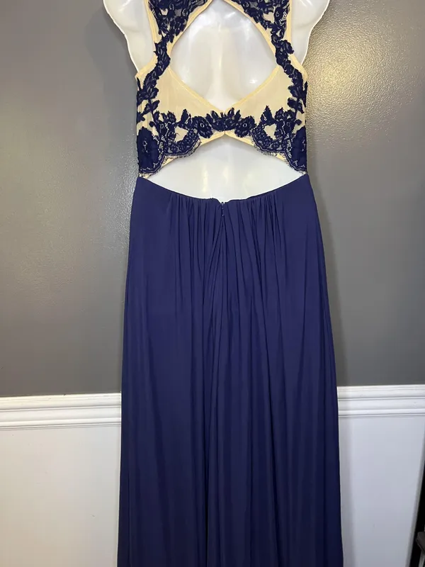 Sherri Hill Dress Womens 8 Blue Lace Illusion Bodice Open Back Maxi Formal Prom - Image 14