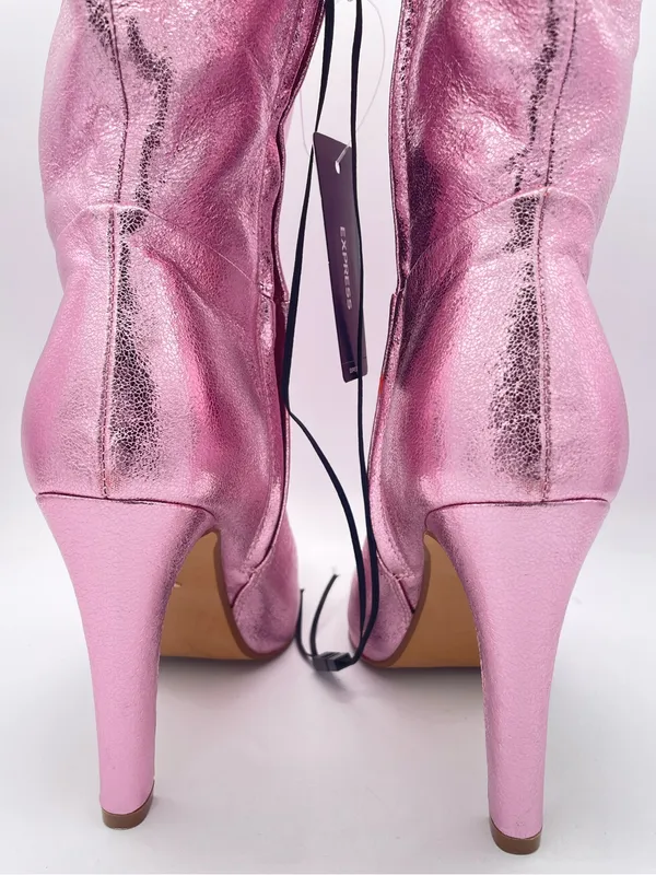 BRIAN ATWOOD x EXPRESS Metallic Pink Over the Knee Boots Size 7 NWT - Image 6