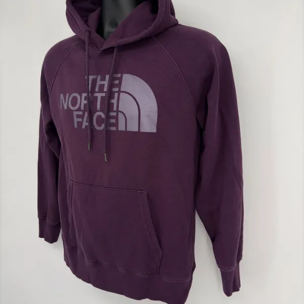 The North Face Womens Hoodie Pullover Purple Logo Graphic Cotton‎ Blend Size S - Image 2