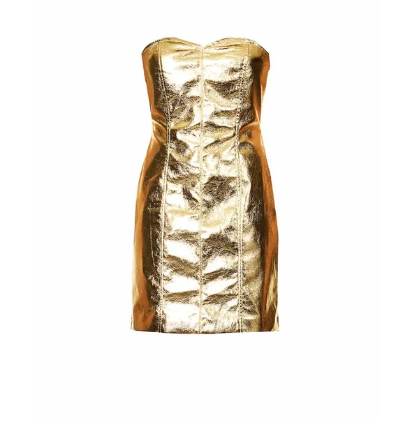 Revolve NWT AmyLyn Johanna Gold Metallic Bandeau Mini Dress - Image 6