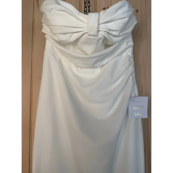 Lulus To Be Yours Ivory Strapless Pleated Mermaid Maxi Dress Elegant Medium - Image 6