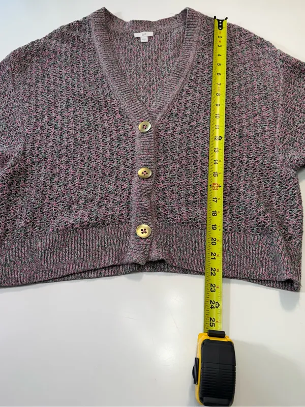 J. Jill 100% Cotton Mauve Knit Button-Front Cardigan Size Large - Image 3