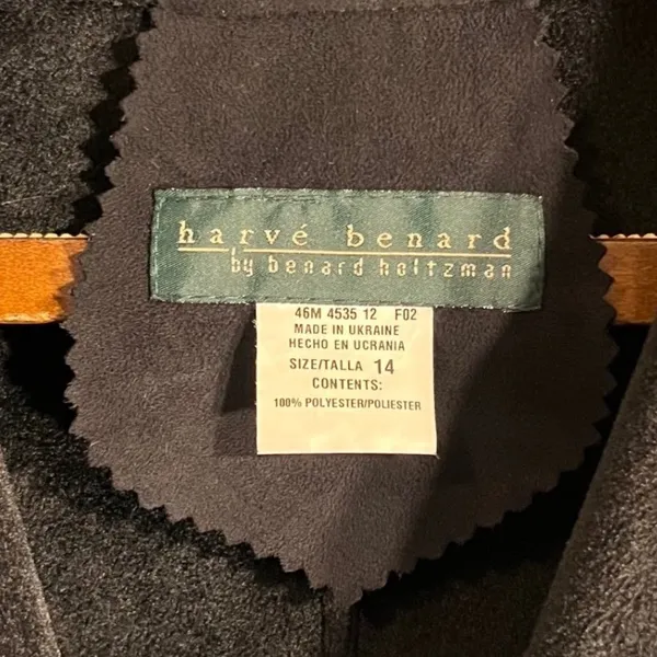 Harve Benard by Bernard Holtzman Womens‎ Black Suede Long Coat Jacket Size 14 - Image 5