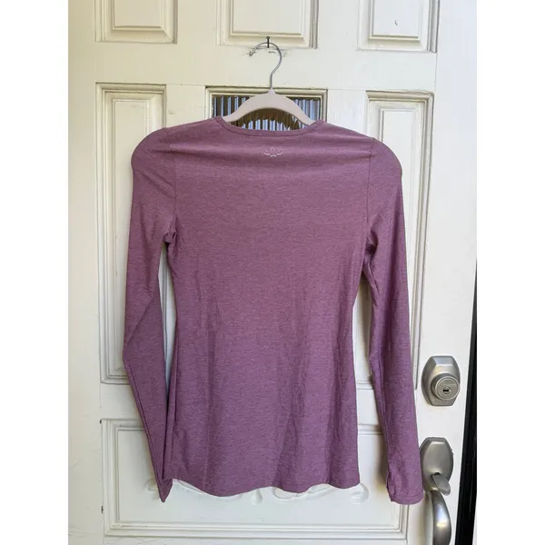 Beyond Yoga Mauve Pink Heathered Long Sleeve Crew Neck Activewear Top‎ Size XS - Image 5