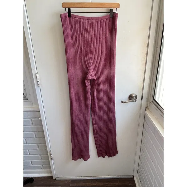 SKIMS Ribbed Sheer Lounge Pants Large high rise comfortable layered luxury - Image 4