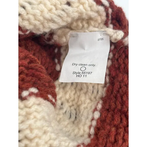 J.Crew Merino Wool Chunky Knit Stripe Sweater Chocolate Brown‎ Cream Size L - Image 4