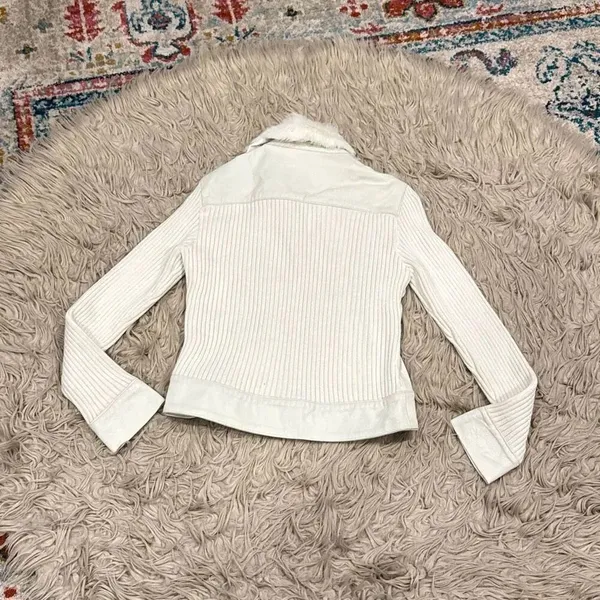 Bebe Vintage y2k rabbit fur leather jacket size small - Image 8