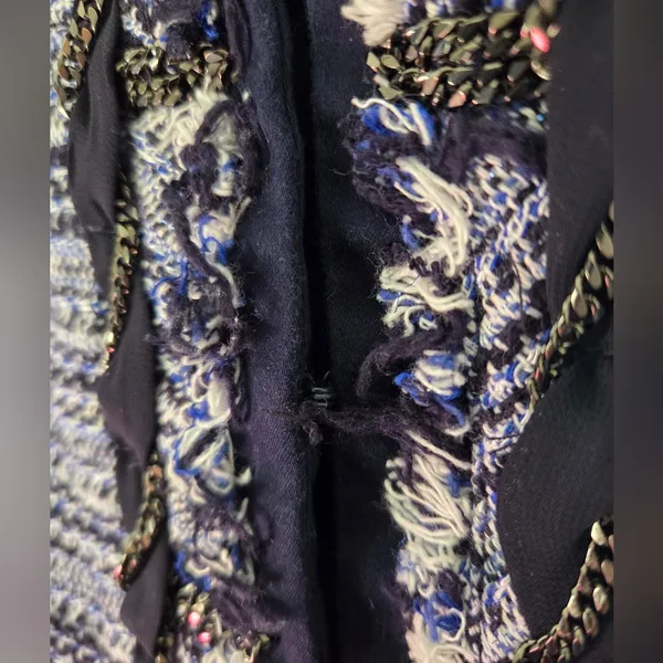 White House Black Market Blue and Black Tweed Jacket - Image 4