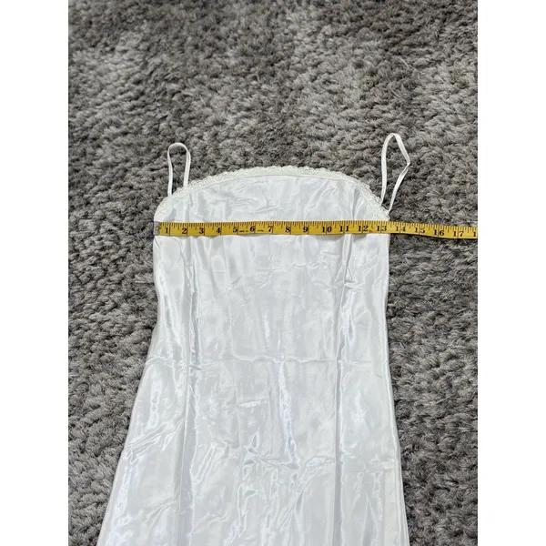White Satin Lace Slip Dress Backless Strappy Maxi Nightgown Women’s Size S⁠ - Image 12