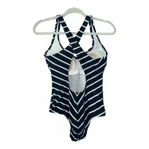Kona Sol One Piece Blue Striped Swimsuit, Medium‎ - Image 3