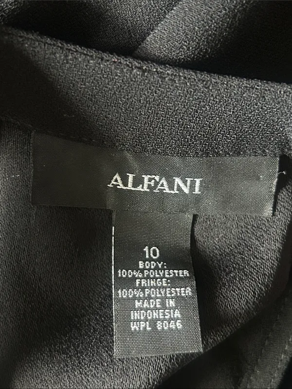 Alfani Sleeveless Fringe Black Top Size 10 - Image 8