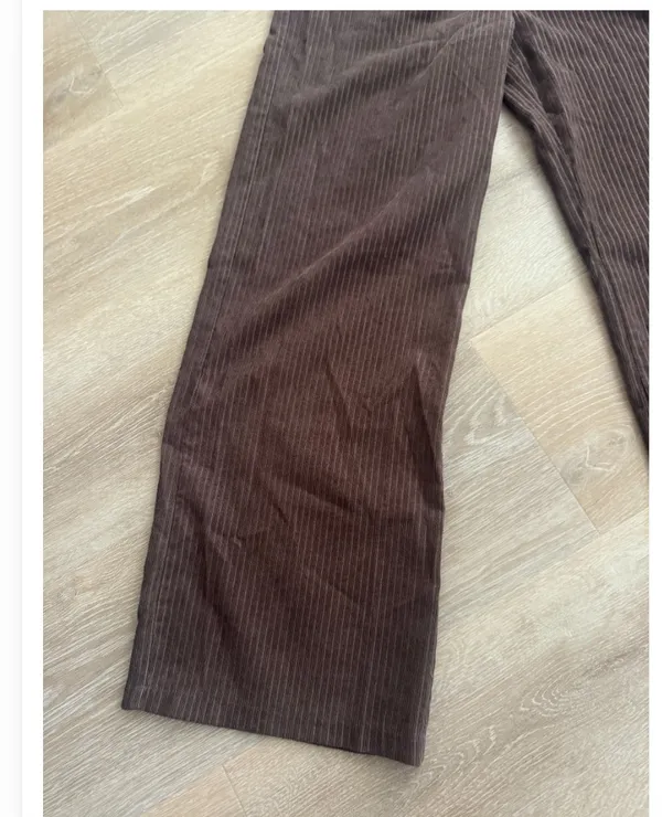 SHEIN Brown Ribbed High-Waisted Wide-Leg Pants Size M / US 6 - Image 2