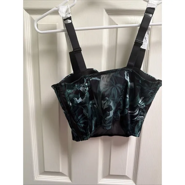 Victoria's Secret Green Black Robe Bustier 2 PC Set Bling Lace Sexy 34D M/L - Image 8
