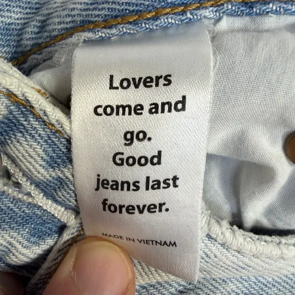 PacSun 90s Boyfriend Patchwork High Rise Jeans Light Wash Raw Hem Size 24 Y2K‎ - Image 10
