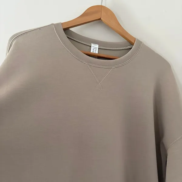 Spanx Sweatshirt AirEssentials XL Smoke Tan Crewneck Boxy Pullover - Image 2