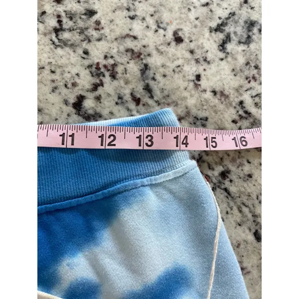 Warm Fun Sweat Shorts‎ Womens S Blue Tie Dye Retro Athleisure Raw Hem Fleece - Image 5