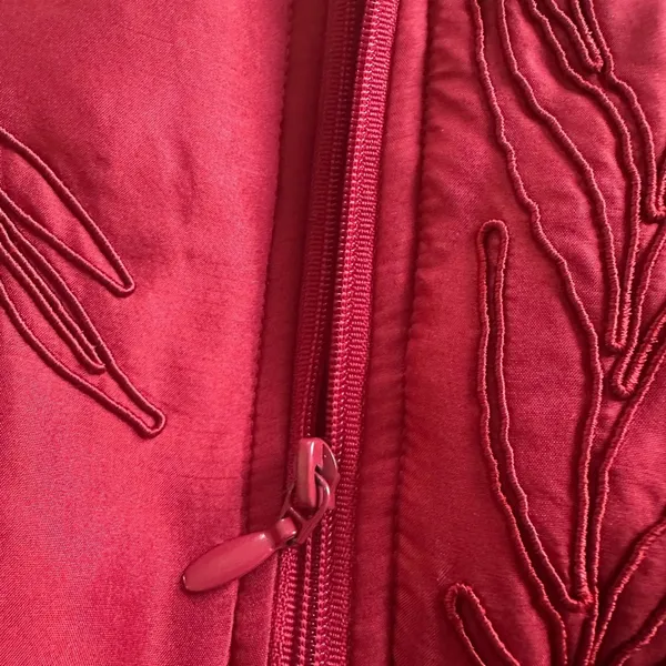 Coldwater Creek Red Puffer Vest Full Zip Embroidered Winter Christmas Holiday - Image 5
