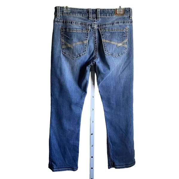 BKE Harper Jeans Womens 31x31.5‎ Blue Denim Distressed Casual straight 31R flaw - Image 8