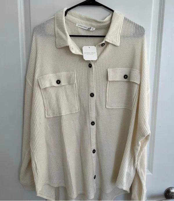 NEW Altar’d State White Jacket Size Medium Oversized Fit Easily fits as XL NWT - Image 5