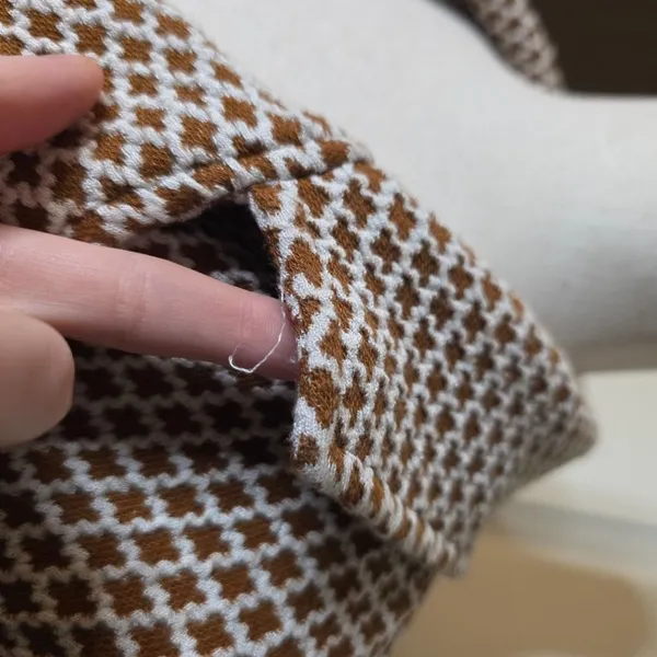 Maeve Anthropologie Brown & White Geometric Knit Cropped Blazer - Image 5