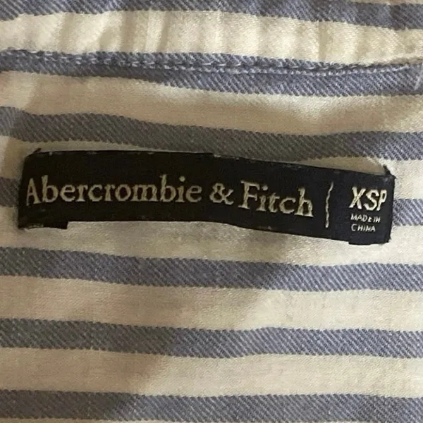 Abercrombie & Fitch Blue Striped Sleeveless Tie Waist Button Up Shirt Top Sz XS - Image 5
