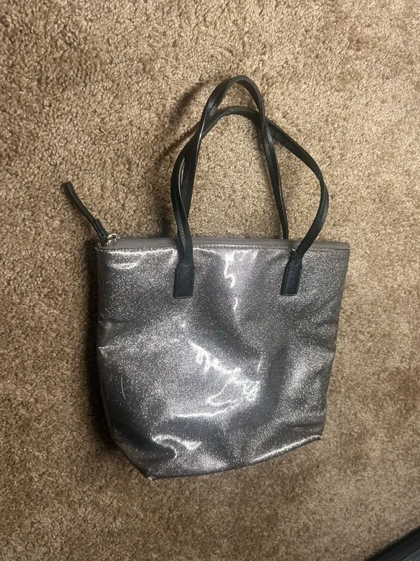 Kate Spade Sparkle Bow Tote Bag in Silver glitter tote - Image 3