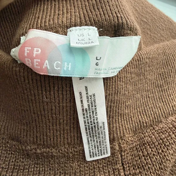 FP Beach‎ L Brown Knit Shorts Pull On Loungewear Flowy Beachy Relaxed Shabby - Image 4
