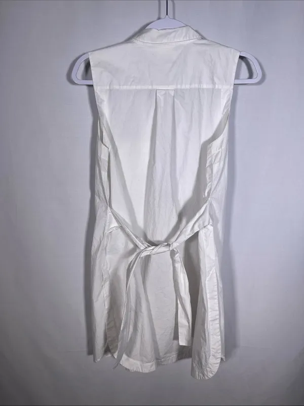 Maeve Anthropologie Womens White Sleeveless Button Down Tunic Blouse Cotton 12 - Image 7