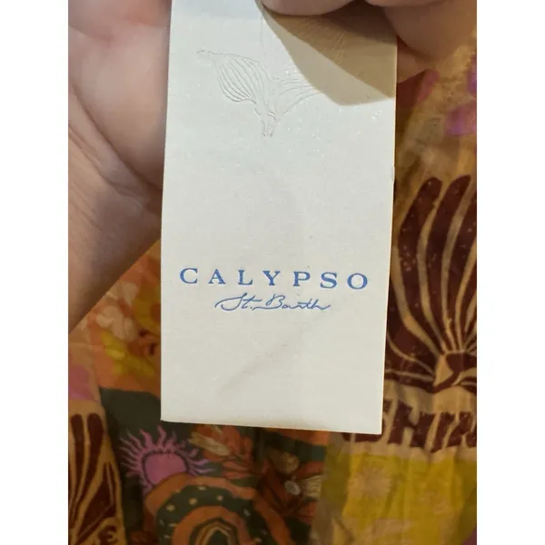 Calypso St. Barth blouse Patchwork Button Down Cotton Lightweight Size‎ Small - Image 7