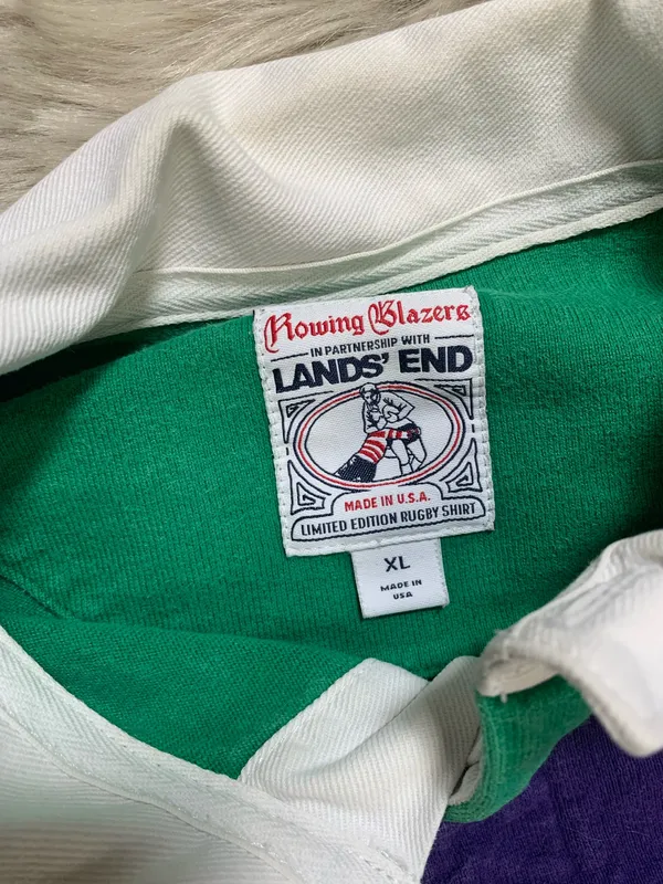 Rowing Blazers x Lands' End Multicolored Striped Rugby Long Sleeve Shirt XL - Image 4