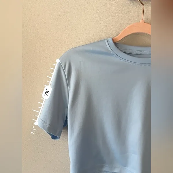 Blue Round Neck Drop Should Cropped Tee Size XS - Image 8