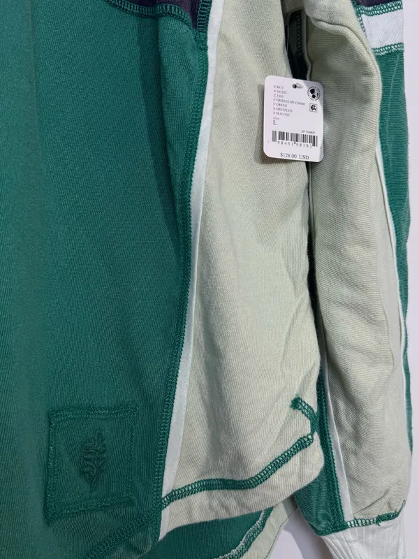 NWT FP Movement by Free People Green Navy Cream Rugby Embroidered Sweatshirt - Image 7