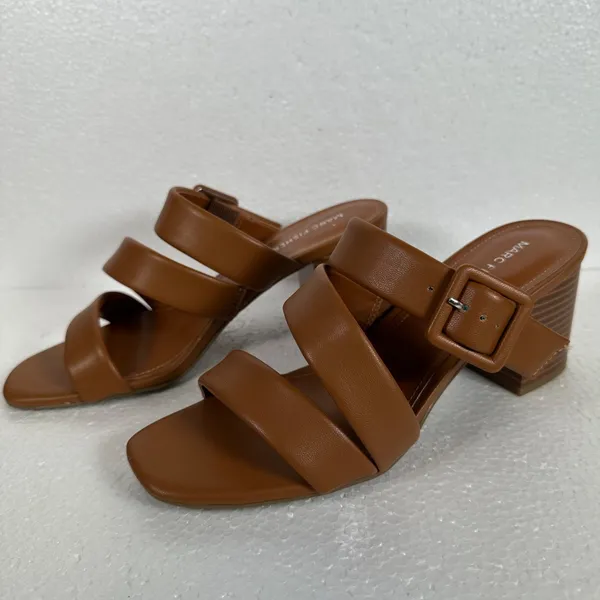 Marc Fisher Fathom Strappy Block Heel Sandal Women's 8.5 M Brown Buckle 3" Heel - Image 4