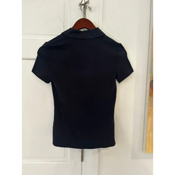 NWT NEW Tory Burch Short Sleeve Polo Top Navy XS MSRP $95 - Image 4