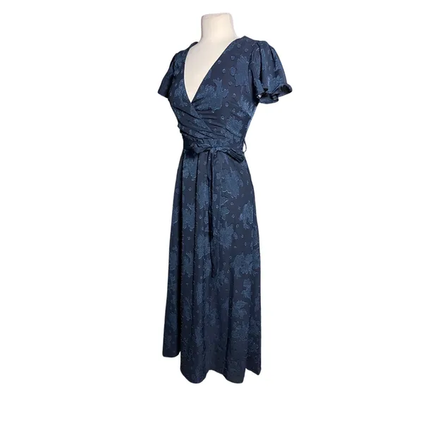 LULUS Compelling Love Navy Blue Floral Burnout Belted Maxi Dress - Image 5