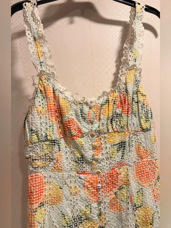 Anthropologie White Ruffled Eyelet Floral Embroidered Dress - Image 12